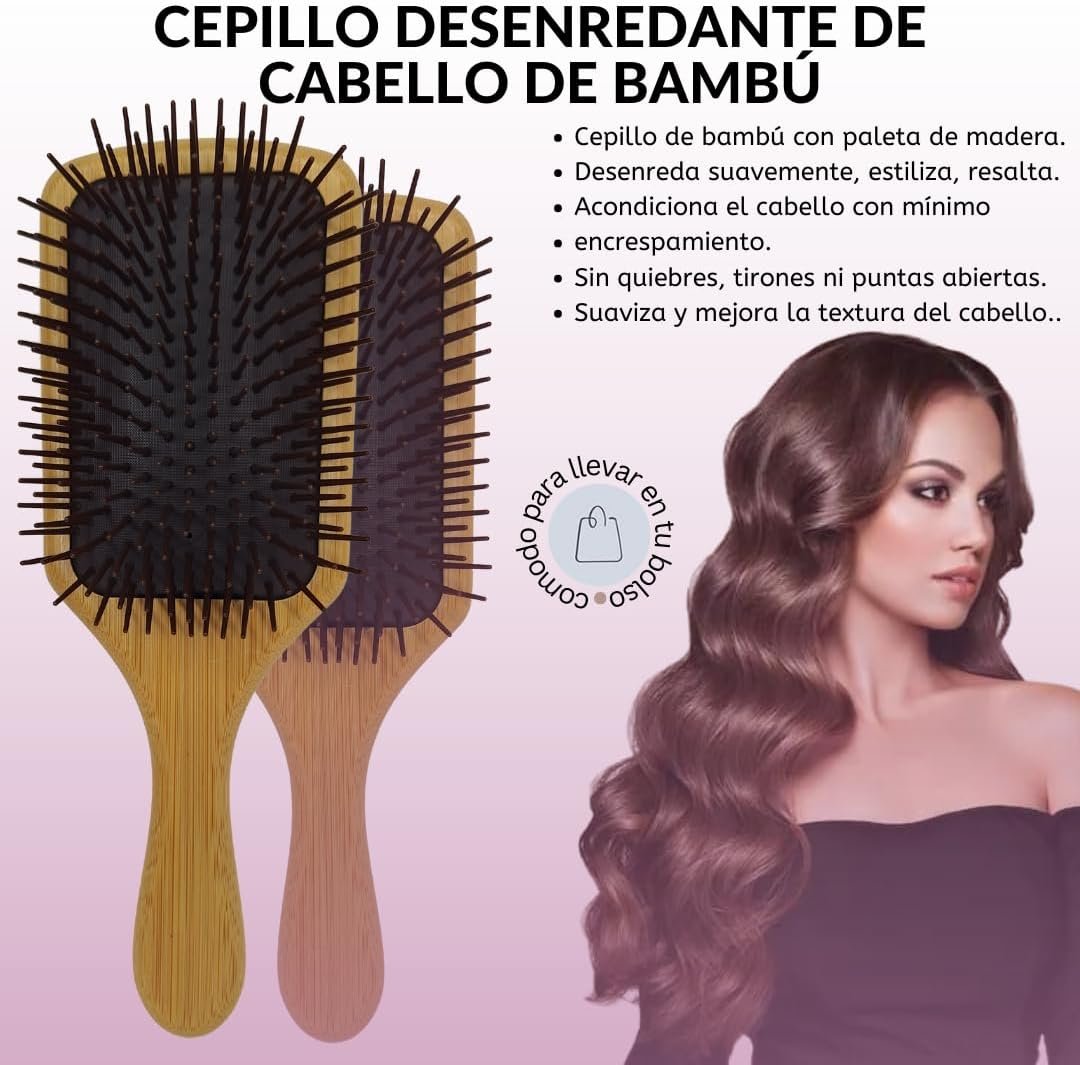 Bamboo Hair Brush: Wooden Bristle Paddle Brush